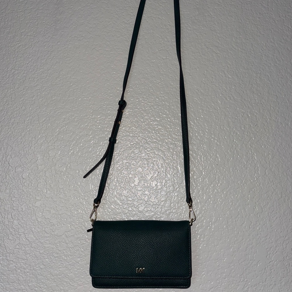 Michael Kors Pebbled Leather Convertible Crossbody Bag Green l Shoulder Purse